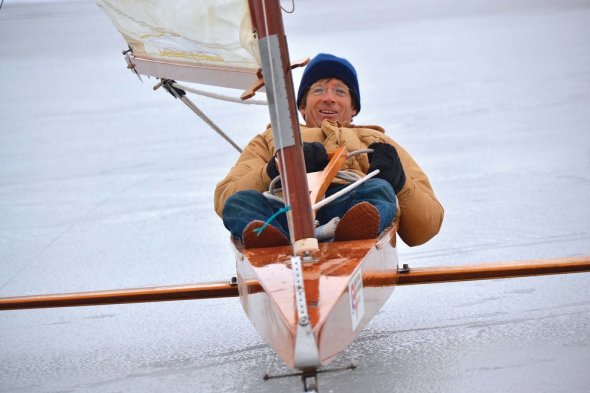 Mike Keene, in sailing position. Photo by Kathy Bosin